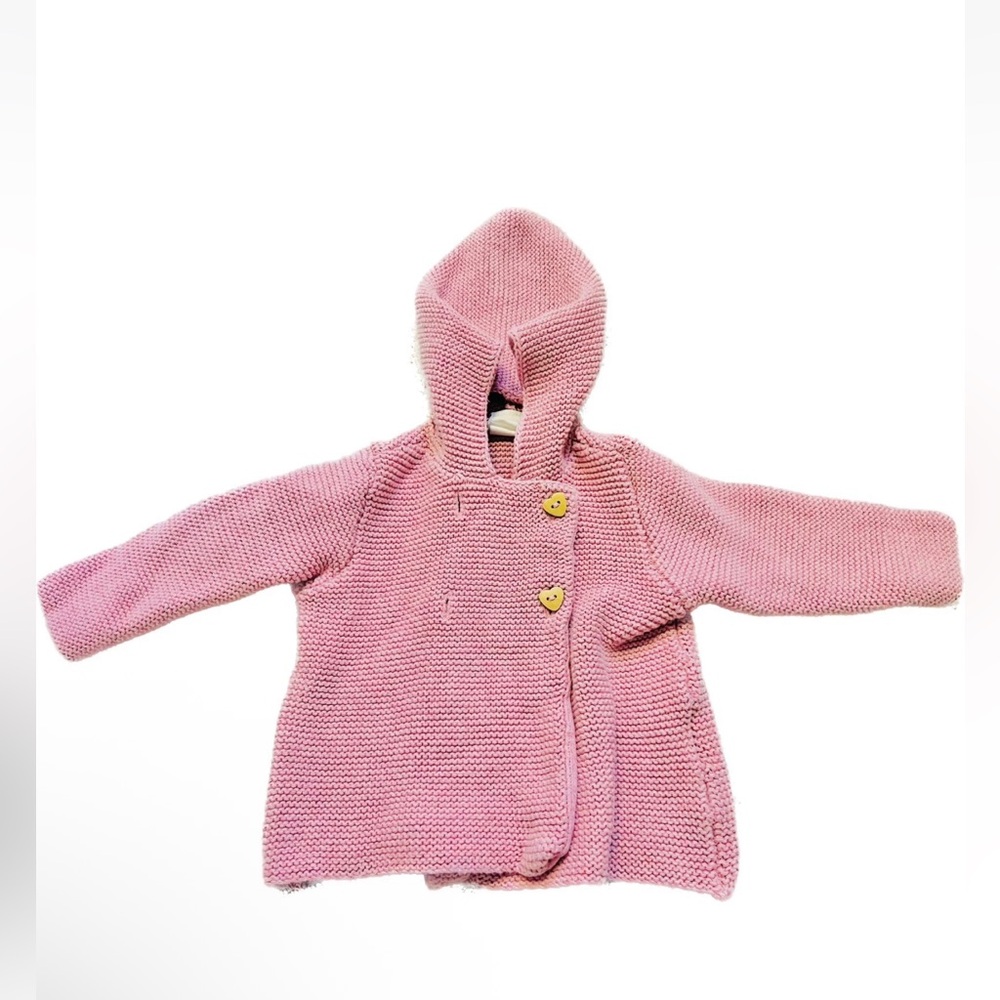 H&M Soft Pink Knit Sweater Baby Girl 6-9 months Cardigan